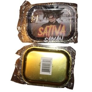 Sativa Saiyan Rolling Tray Anime Character Design Metal Gold Small‎